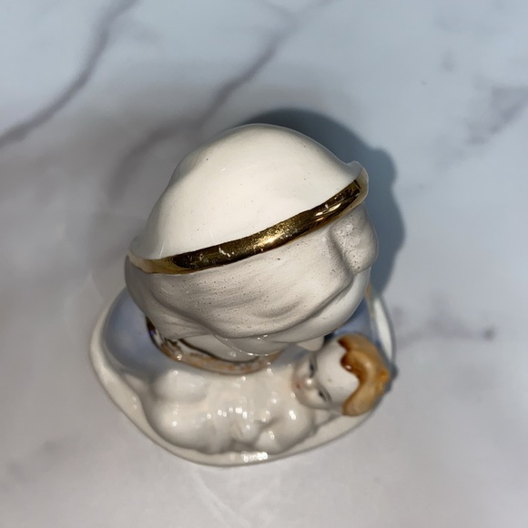 Vtg Mother And Child Mary Porcelain Sculpture Table Decoration Gold Gilded JAPAN - Picture 6 of 15